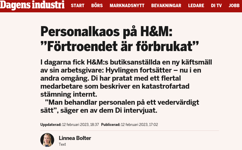 Personalkaos Hos H&M