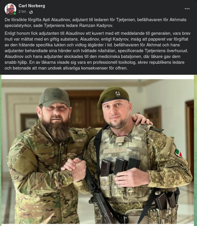 Förgiftningsförsök Mot Tjetjensk Adjutant