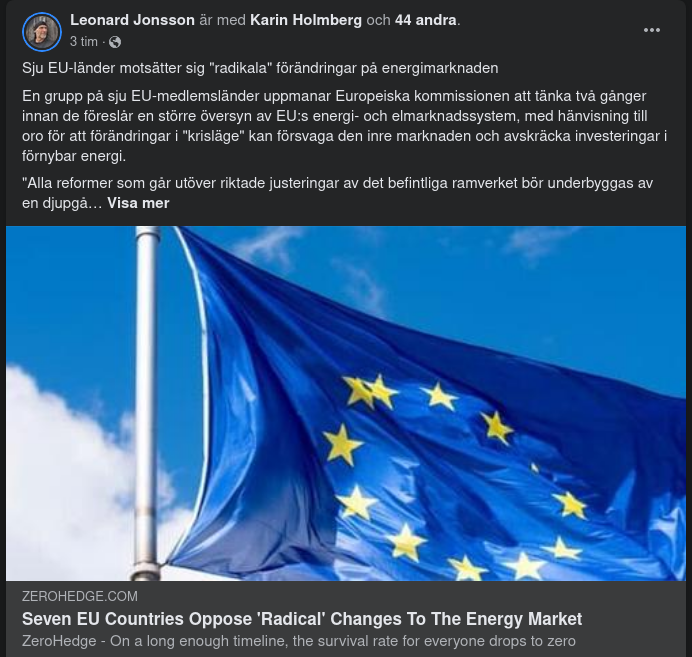 Sju EU-Länder Mot Energisystemsradikala Förändringar