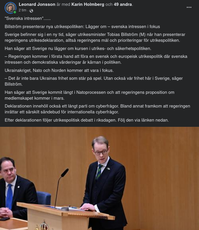 Den Nya Svenska Utrikespolitiken Presenterad