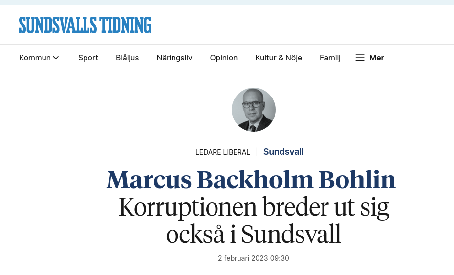 Korruptionsutbredning Även I Sundsvall