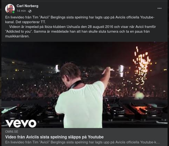 Aviciis Sista Spelning Släpps På Youtube