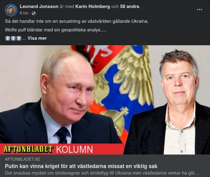 Woffie Ser Västledarmiss & Vinstchans För Putin