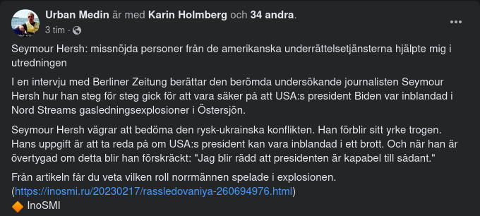 Seymour Hersh Berättar Om Sin Nord Stream Artikel