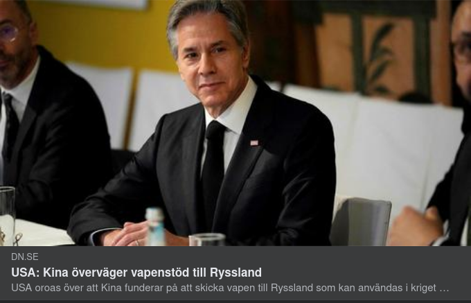 Kina Överväger Vapenstöd Till Ryssland