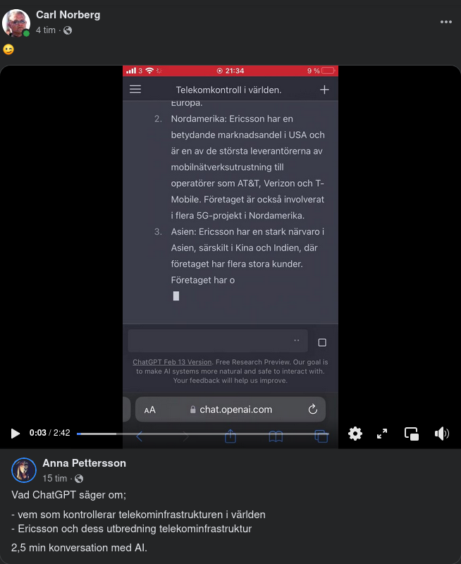 AI-Konversation Om Ericsson & Telekominfrastruktur