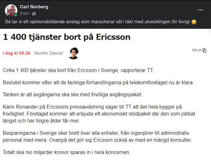 Ericsson Sparar & Sparkar