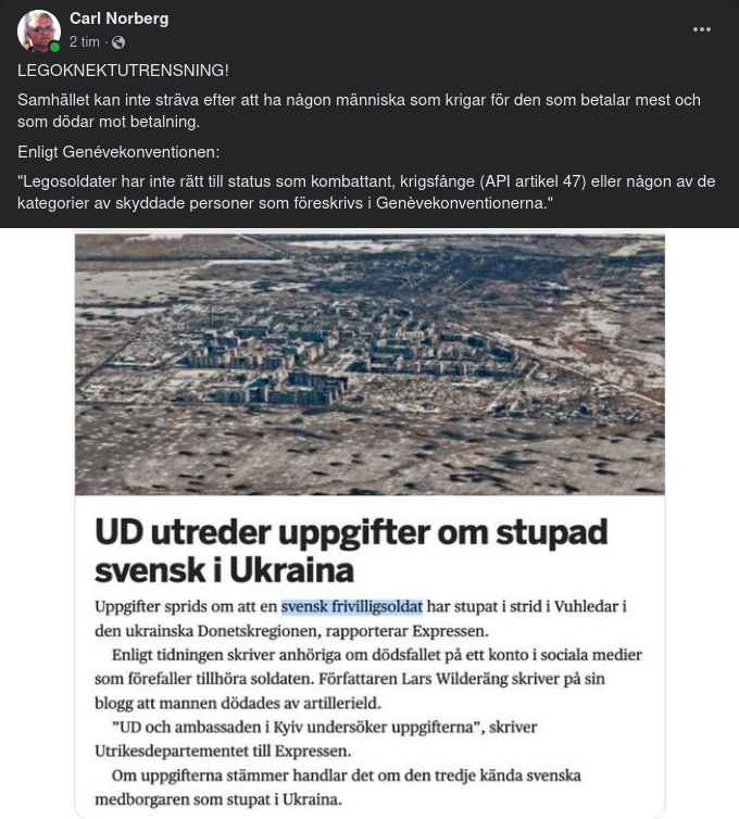 Från Levande Legosoldat Till Död Frivilligsoldat