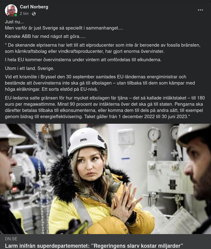 Elövervinstsomfördelning I EU Förutom Sverige