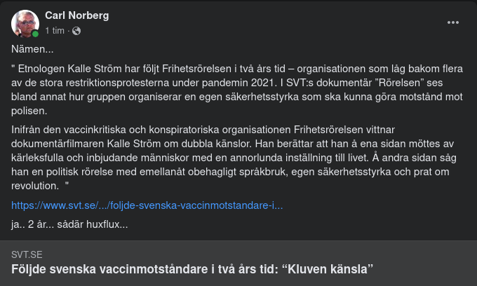 Ström I SVT Efter Två Års Frihetsrörelsenföljande