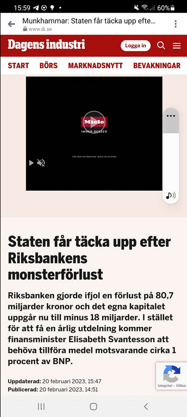 Staten Får Täcka Riksbankens Monsterförlust