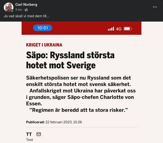 Säpo Ser Största Ryska Hotet..