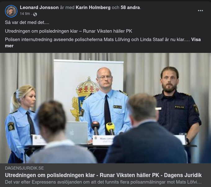 Polisledningsutredning Klar För Presskonferens