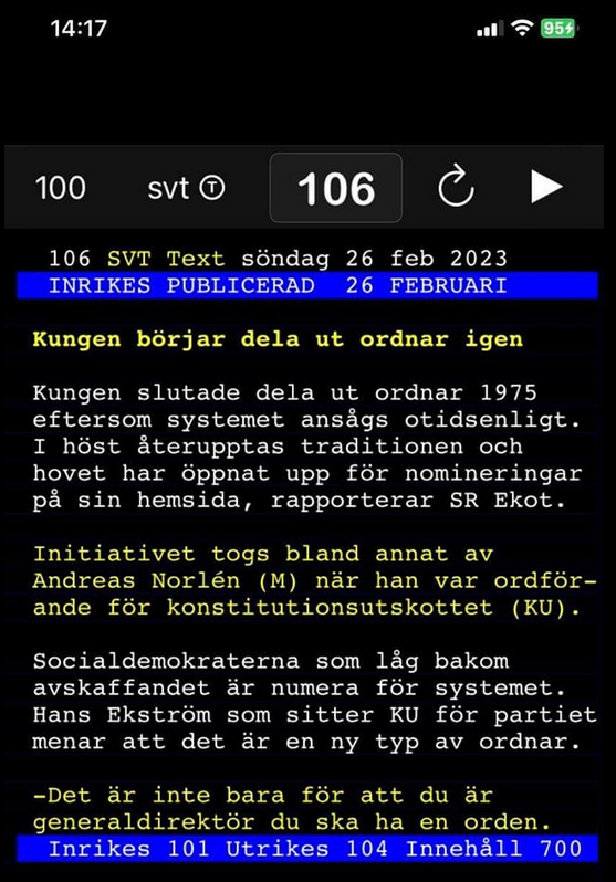 Kunglig Ordensutdelning Återinfört