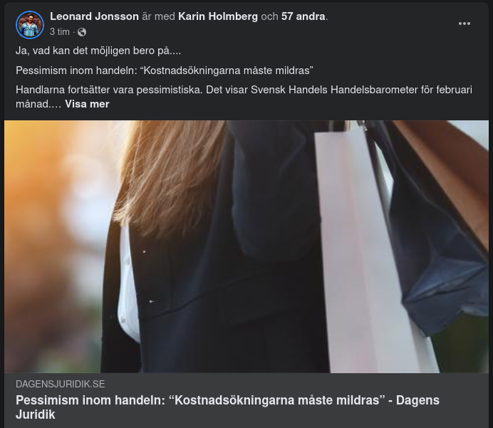 Kostnadsökande Handelspessimism