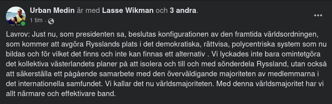 Lavrov Om Ryssland & Världsmajoriteten