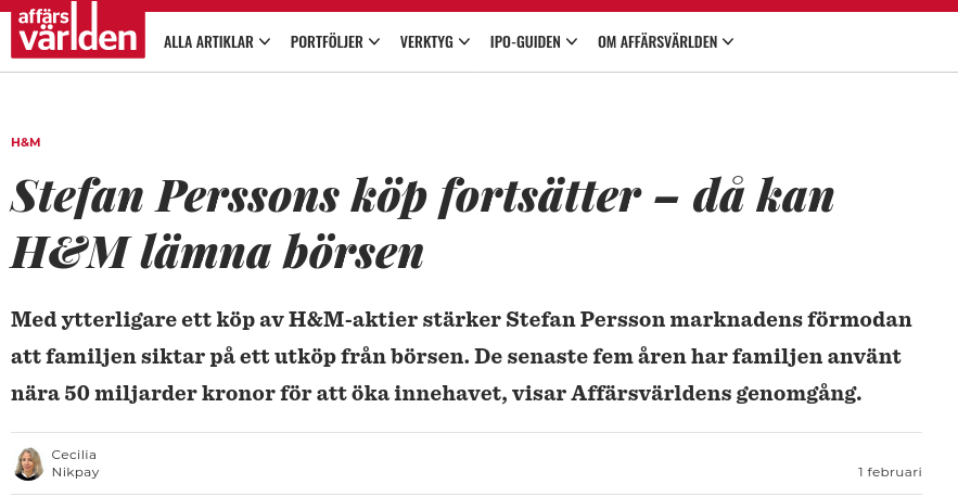 Stefan Köper Fortsatt H&M