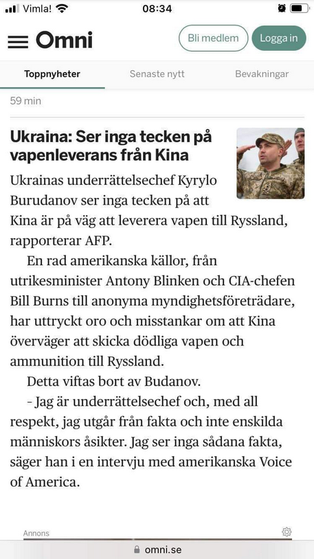 Inga Tecken På Kinesiska Vapenleveranser I Ukraina