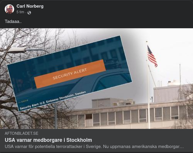 USA Varnar För Terrorattacker I Stockholm