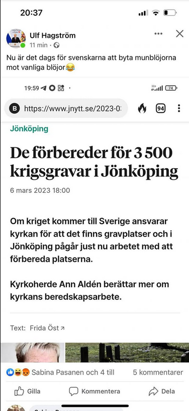Krigsgravar Förbereds I Jönköping
