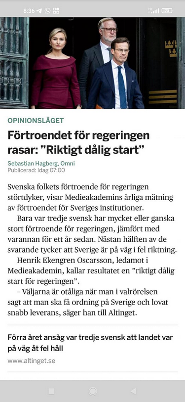 Förtroenderasande Regeringsstart