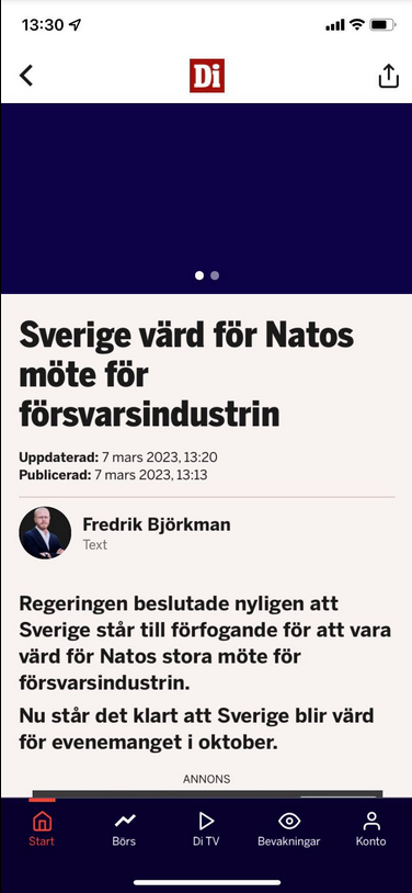 Svenskt Värdskap För Natos Försvarsindustrimöte