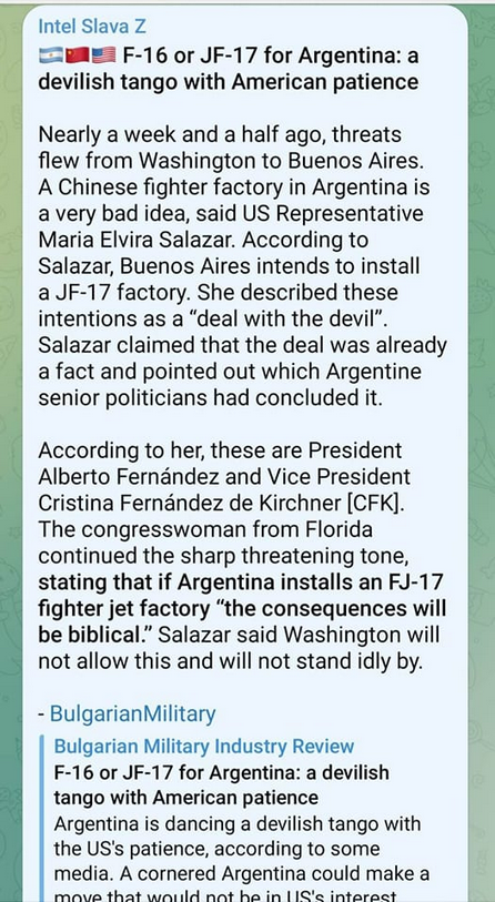 Amerikanskt Missnöje Över Tänkt Kinesisk Stridsflygplanssfabrik I Argentina