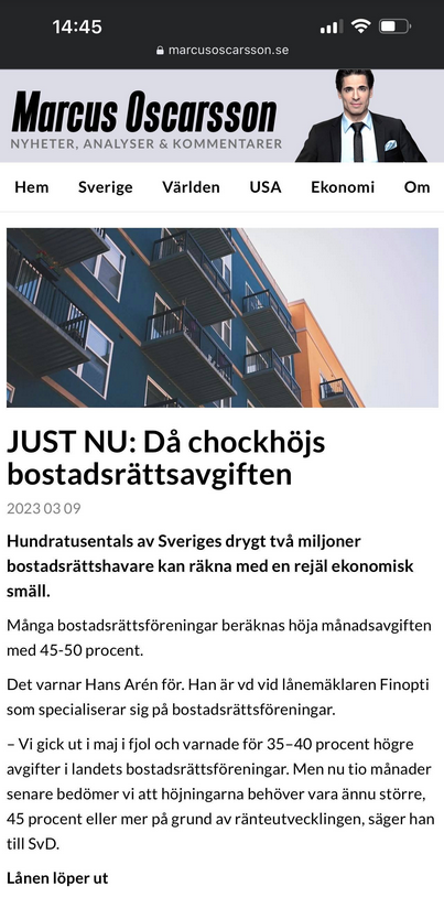 Bostadsrättsavgiftschockhöjning