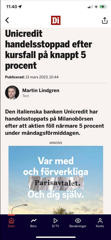 Handelsstoppad Italiensk Bank