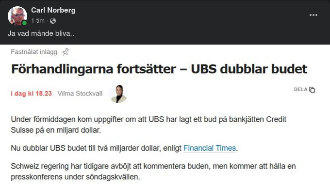 UBS Tar Över Credit Suisse