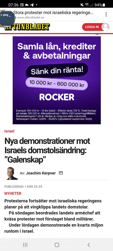 Domstolsändringsdemonstrationer I Israel