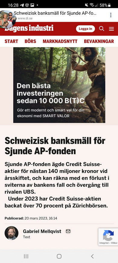 Credit Suisse Förlust För Sjunde AP-Fonden