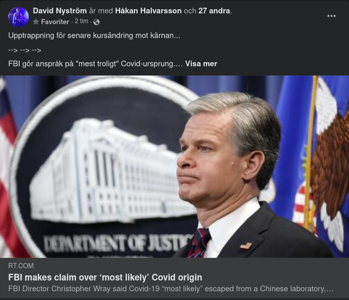 FBI Tror På Labbläcka I Wuhan