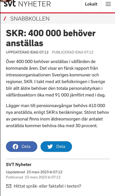 Välfärdsanställningsbehov Kommande År