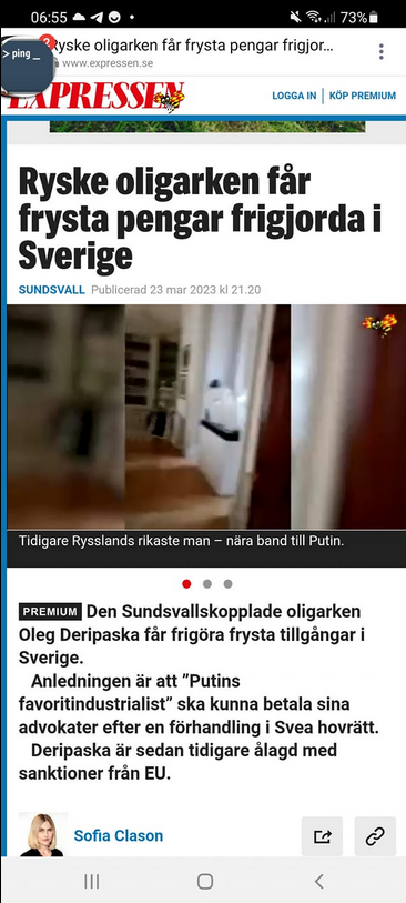 Frysta Svenska Pengar Frigörs Till Deripaskas Advokatersättning