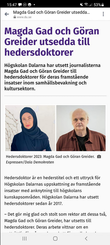 Gad & Greider Blir Hedersdoktorer