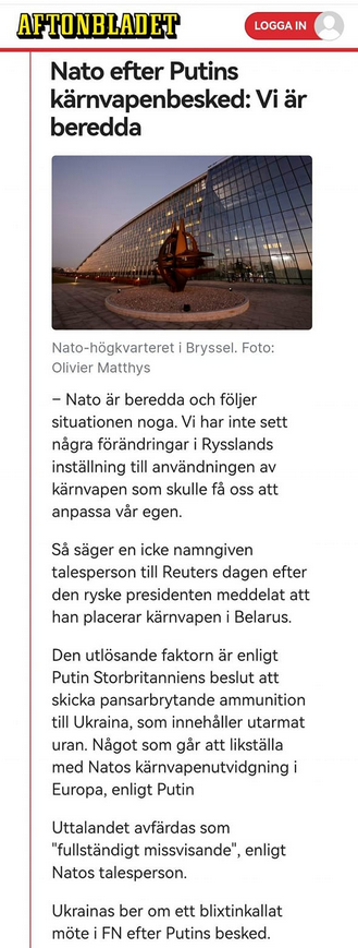 Natoberedskap Efter Putins Kärnvapenbesked