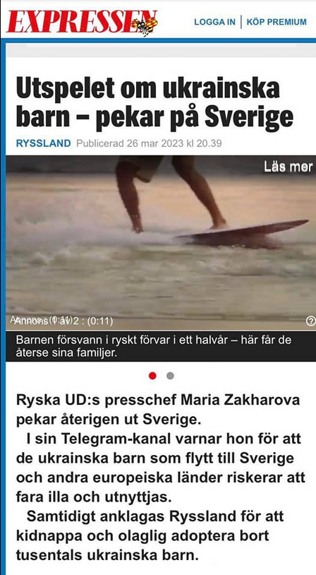 Zakharova, Sverige & Ukrainska Barn