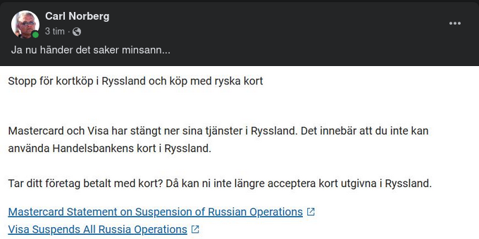 Mastercard & Visa Stänger Sina Tjänster I Ryssland