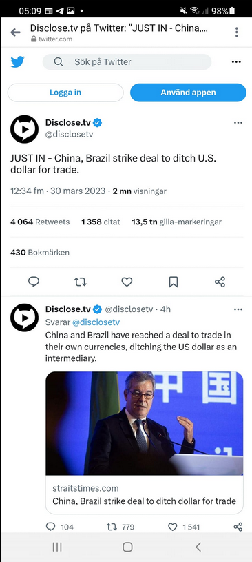 Kina & Brasilien Handlar Utan Dollar