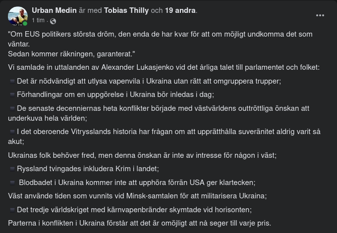 Punkter Från Lukasjenkos Årliga Parlamentstal