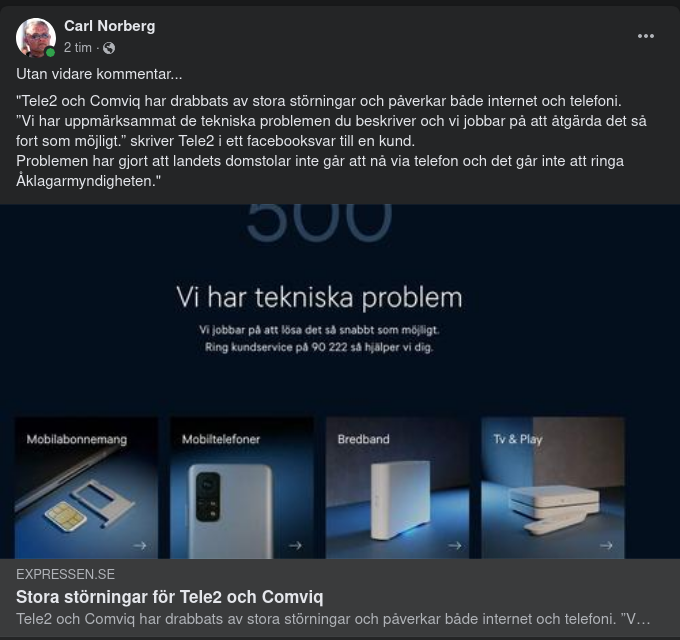 Rättssystemskommunikationsbegränsande Telekombolagsstörningar