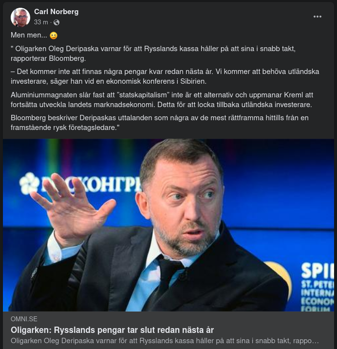 Deripaska Varnar För Rysk Kassabrist