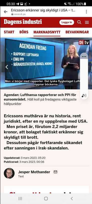 DoJ Bötfäller Ericsson För Irakmutor