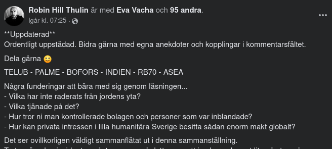 TELUB - PALME - BOFORS - INDIEN - RB70 - ASEA