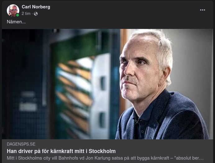 Karlung Vill Ha Kärnkraft I Stockholm City