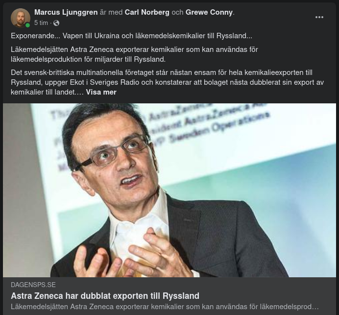 Astra Zeneca Dubblar Miljardexport Till Ryssland