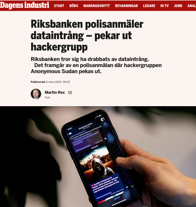 Riksbanken Anmäler Dataintrång