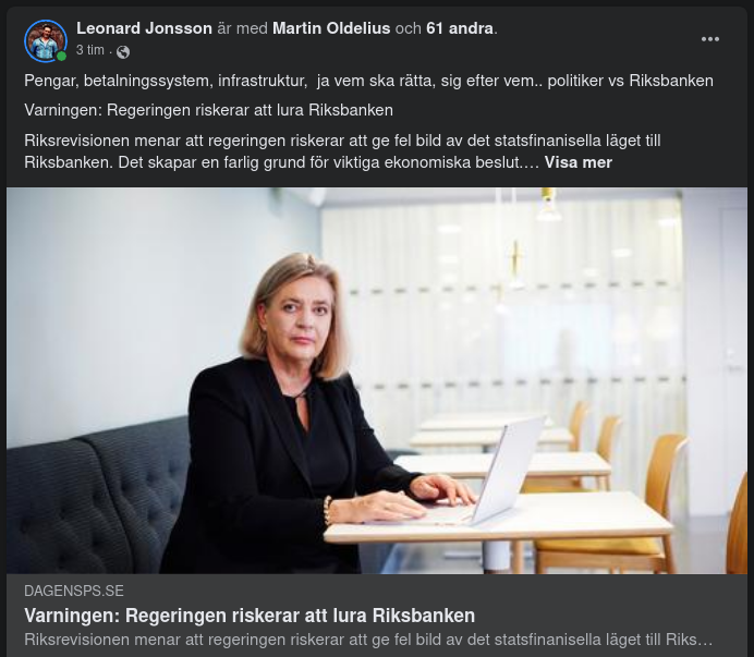 Risk För Regeringslurad Riksbank