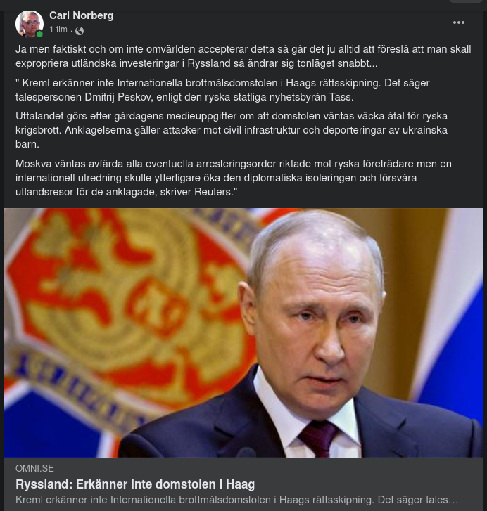 Ryssland Erkänner Inte Haags Internationella Brottmålsdomstol